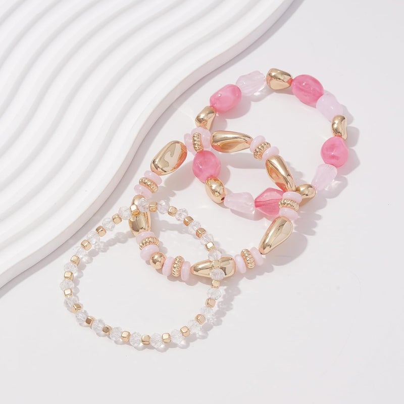 Aigrnc Boho Beaded Stretch Bracelets For Women Stackable Crystal Gold Plated Beaded Bracelets Set Trendy Handmade Friendship Braeclet Jewelry Gifts - Image 2